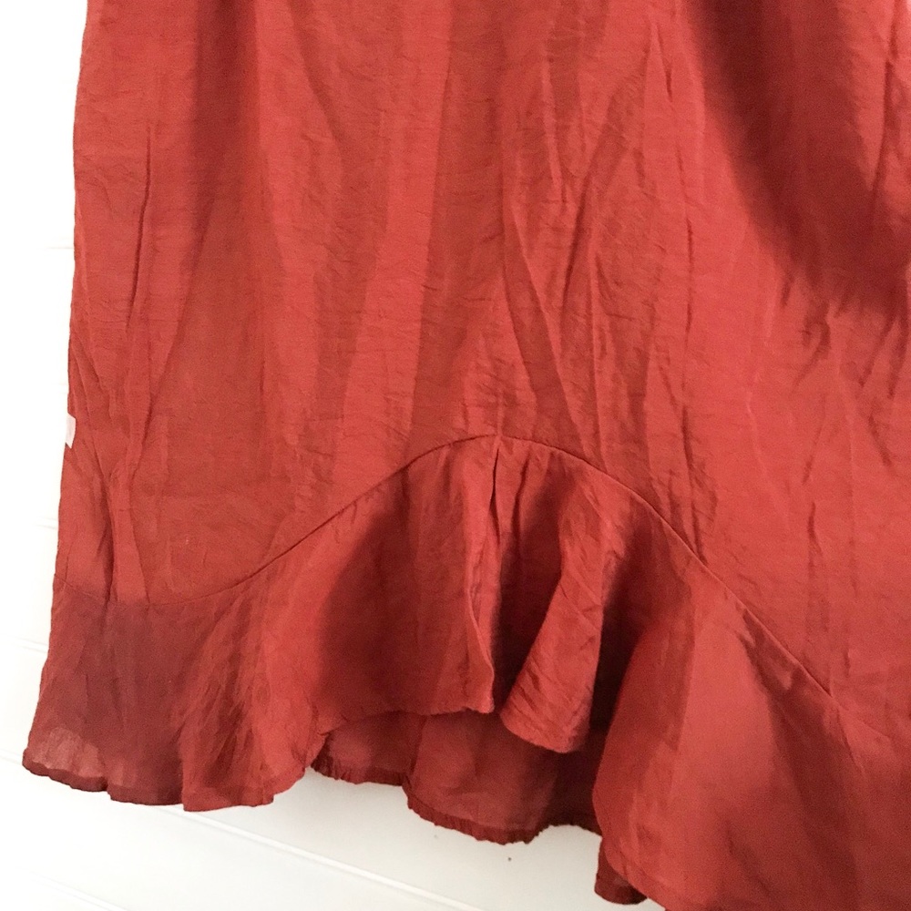 Anthropologie Rust Asymmetrical Ruffle Dress - Picture 6 of 6
